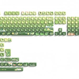 Wholesale Matcha Green Frog PBT Keycaps - 132-Key Dye-Sublimated MOA Profile Rainy Lotus Pond Set