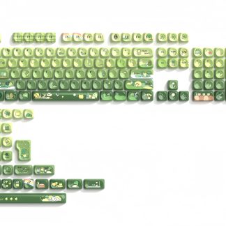 Wholesale Matcha Green Frog PBT Keycaps - 132-Key Dye-Sublimated MOA Profile Rainy Lotus Pond Set