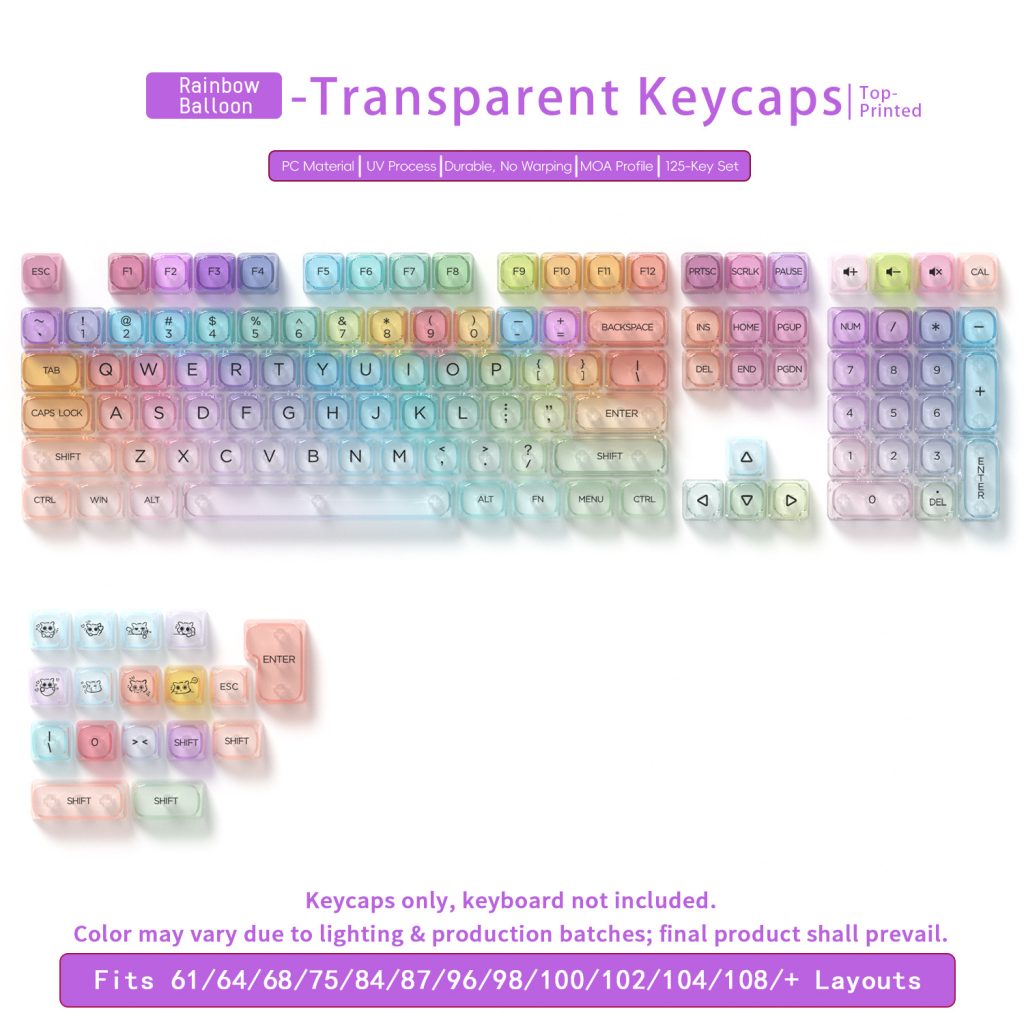 Custom ABS Plastic Rainbow Keycap Set