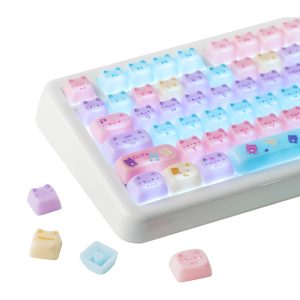 Cute Cat Pudding Keycap Set Translucent