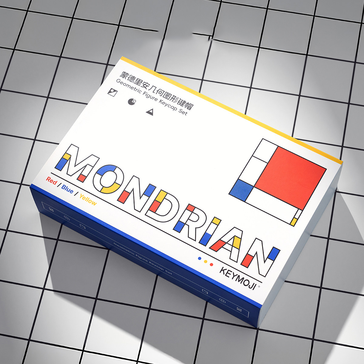 Transparent Keycap Set Cherry Profile- 161 Keys Red, Blue, & Yellow Geometric Design - Image 5