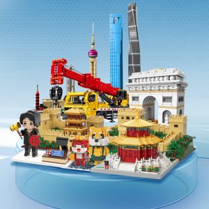 customized building block products display includ figures, Scenes and Architectural Models,car,crane