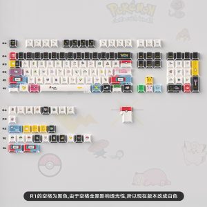 Pokemon 131-key PBT Cherry profile dye-sub backlit keycap set for mechanical keyboard,Set de teclas Pokemon 131 teclas PBT perfil Cherry sublimadas con luz para teclado mecánico