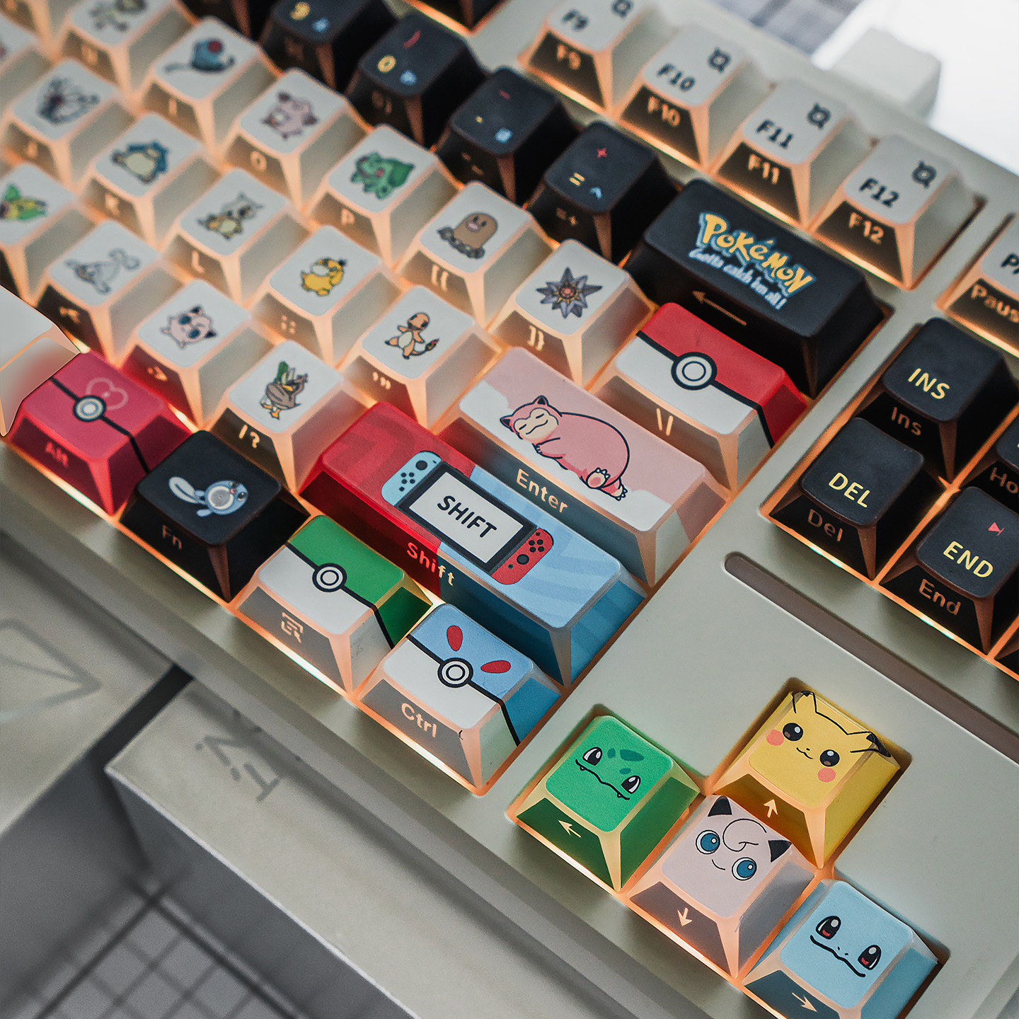 Set de touches Pokemon 131 touches PBT profil Cherry sublimées rétro-éclairées pour clavier mécanique, pokemon keycap set cherry profile