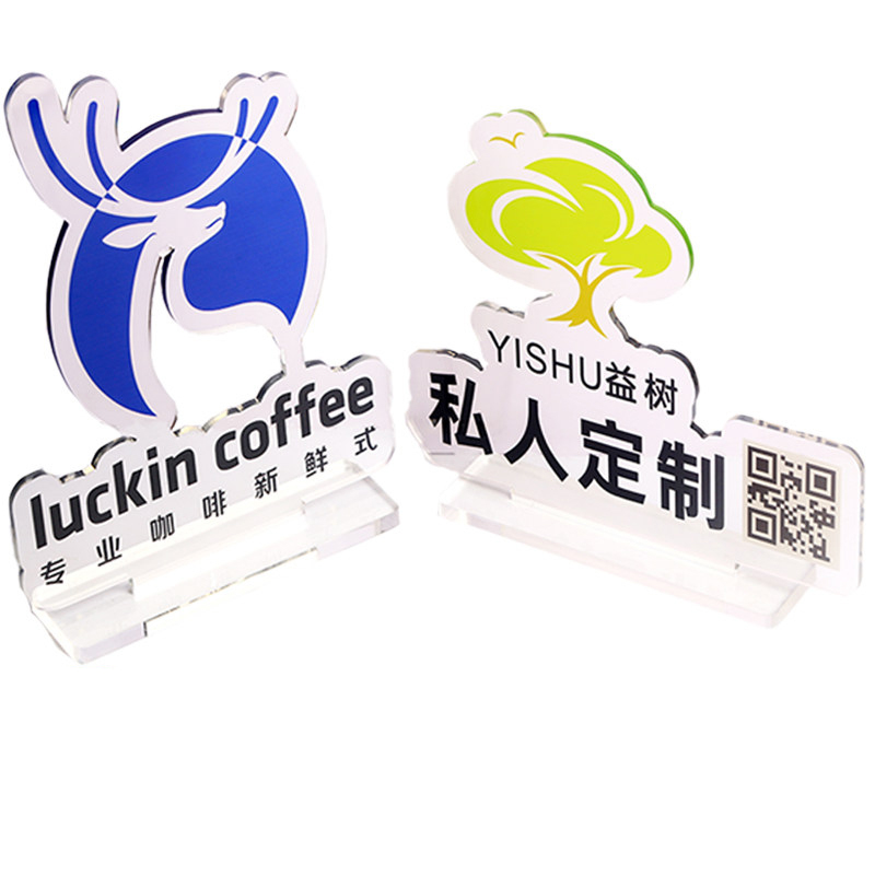 desktop custom acrylic sign stand luckin coffee
