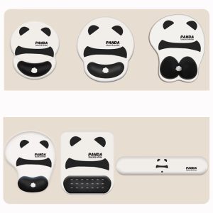 custom mouse pad with wrist rest ergonomic silicone support panda design non-slip office desk accessory