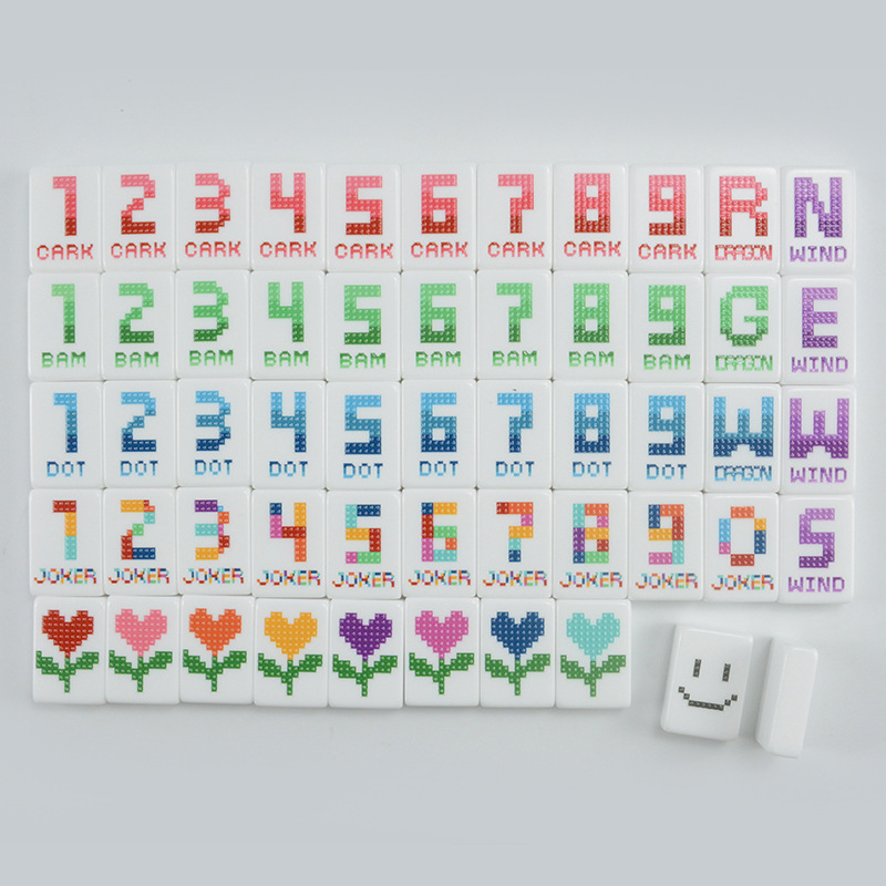 pixels style pattern custom mahjong set acrylic