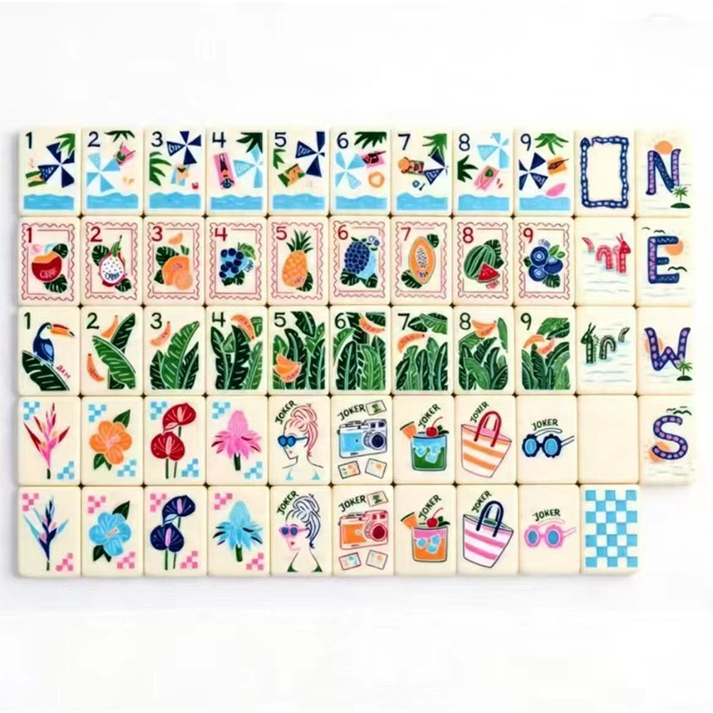 botanical plants custom mahjong set acrylic