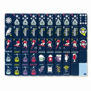 Winter ski edition acrylic American mahjong tiles, laser engraved UV printed mah jongg set, 36×25×11mm